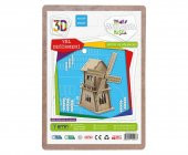 Boyanabilir 3D Ahşap Yel Değirmeni - Demonte thumbnail 2