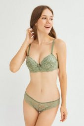 Kadın Bordo Destekli Balenli Dantel Sütyen Takım 122T_DOLU thumbnail 2