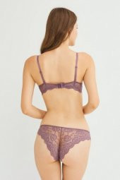 Kadın Bordo Destekli Balenli Dantel Sütyen Takım 122T_DOLU thumbnail 3