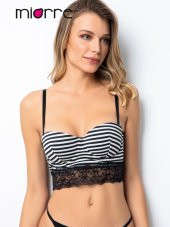 Push-Up Dolgulu Çizgili Dantelli Büstiyer thumbnail 3