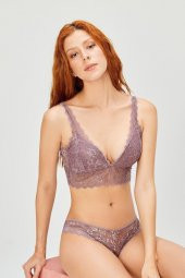 Kadın Haki Yeşil Perfero Desteksiz Dantelli Sütyen Külot Takım thumbnail 2