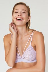 Velvet Dantelli Üçgen Pudra Bralet Takım thumbnail 3