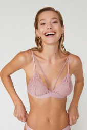 Velvet Dantelli Üçgen Pudra Bralet Takım thumbnail 5