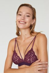 Velvet Dantelli Üçgen Pudra Bralet Takım - 3
