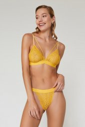 Velvet Dantelli Üçgen Pudra Bralet Takım - 4