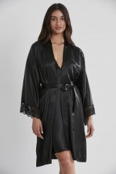 Saten Dantelli Gecelik & Sabahlık Takım thumbnail 3