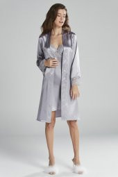 Saten Dantelli Gecelik & Sabahlık Takım thumbnail 1