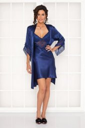 Saten Dantelli Gecelik & Sabahlık Takım thumbnail 1