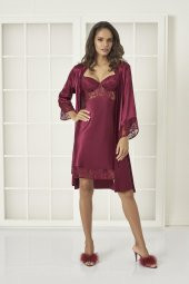 Saten Dantelli Gecelik & Sabahlık Takım thumbnail 2