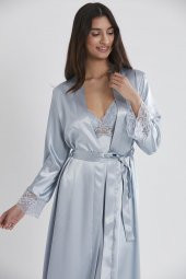 Saten Dantelli Gecelik & Sabahlık Takım thumbnail 4