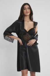 Saten Dantelli Gecelik & Sabahlık Takım thumbnail 1