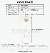 TT Aydınlatma TT317-BY  Stilla Modeli Mat Beyaz Led Avize - 4