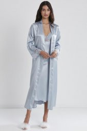 Saten Dantelli Gecelik & Sabahlık Takım thumbnail 1