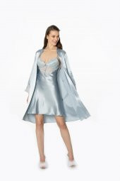 Saten Dantelli Gecelik & Sabahlık Takım thumbnail 2