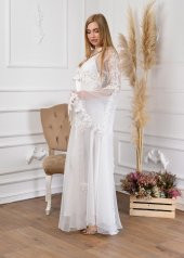 Kadın  Dantelli Uzun Sabahlık thumbnail 1