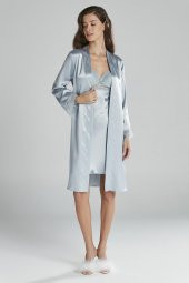 Saten Dantelli Gecelik & Sabahlık Takım thumbnail 1