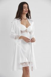 Saten Dantelli Gecelik & Sabahlık Takım thumbnail 2