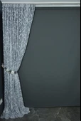 BÜYÜK SARMAŞIK MODEL GRİ RENK TEK KANAT Hazır dikilmiş Pileli Fon Perde 300*260 cm thumbnail 6