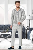 Mecit 2767 Gri Önden Düğmeli Büyük Beden Erkek Pijama Takımı thumbnail 2