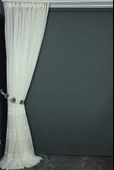 DANTEL MODEL KREM RENK TEK KANAT Hazır dikilmiş Pileli Fon Perde 300*260 cm thumbnail 5