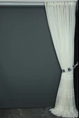 DANTEL MODEL KREM RENK TEK KANAT Hazır dikilmiş Pileli Fon Perde 300*260 cm thumbnail 6