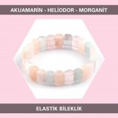 Akuamarin - Heliodor - Morganit Doğal Taşı Elastik Bileklik DB157 - 1