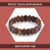 Meditasyon Taşı Riyolit Doğal Taşı Elastik Bileklik DB153 - 1