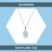 Doğal Akuamarin Taşı Doğal Taş Kolye (Zincir Dahil) - 1