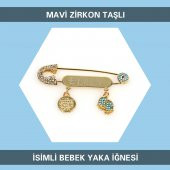 Mavi Kristal Taşlı İsimli Erkek Bebek Yaka İğnesi 48 - 1