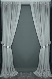 GENİŞ ETEK MODEL GRİ RENK TEK KANAT Hazır dikilmiş Pileli Fon Perde 150*260 cm - 6