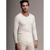 Erkoç Triko Örme Yün İçlik Uzun Kollu Atlet Fanila-Krem - 1