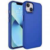KNY Apple İphone 13 Kılıf Metal Çerçeveli Mat Sert Botox Kapak Lacivert - 1