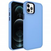 KNY Apple İphone 13 Pro Kılıf Metal Çerçeveli Mat Sert Botox Kapak Mavi - 1