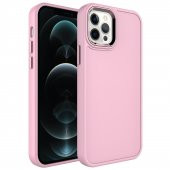 KNY Apple İphone 13 Pro Max Kılıf Metal Çerçeveli Mat Sert Botox Kapak Pembe - 1