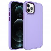 KNY Apple İphone 13 Pro Max Kılıf Metal Çerçeveli Mat Sert Botox Kapak Mor - 1