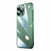 KNY Apple İphone 14 Pro Kılıf Renkli Kenarlı Sert Riksos Kapak Yeşil - 1
