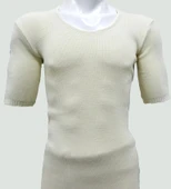Erkoç Triko Örme Yün İçlik Kısa Kollu Atlet Fanila-Krem - 1