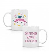 Kişiye Özel Öğretmenler Günü Yılın Öğretmeni Baskılı Porselen Beyaz Kupa Bardak HK2318 thumbnail 3