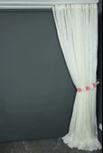 KARELİ MODEL KREM RENK TEK KANAT Hazır dikilmiş Pileli Fon Perde 300*260 cm thumbnail 7