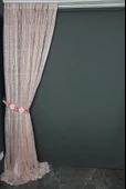 KARELİ MODEL PUDRA RENK TEK KANAT Hazır dikilmiş Pileli Fon Perde 300*260 cm thumbnail 5