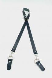 Angel Çanta Aksesuar Gerçek Deri Ayarlı Uzun Sap 2.3X130 Siyah Gümüş Metalli thumbnail 1