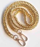 Angel Çanta Aksesuar Çift Halkalı Light Gold Renk Çanta Zinciri, Kancalı (1 Metre) - 1