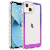 Apple iPhone 14 Kılıf Simli ve Renk Geçiş Tasarımlı Lens Korumalı Zore Park Kapak - 4