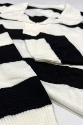 Lugmo Polo Yaka Çizgili Triko Kazak Siyah - 3