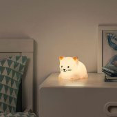 Kedili Model Çocuk Odası Masa Lambası MeridyenDukkan Beyaz, LED'li 9x14x8 Cm - 3