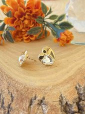 Aksesuar Çarşisi Beyaz Zirkon Taş Tasarımlı Kalp Küpe thumbnail 2