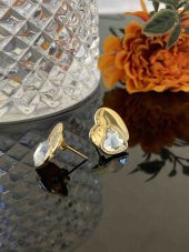 Aksesuar Çarşisi Beyaz Zirkon Taş Tasarımlı Kalp Küpe thumbnail 3