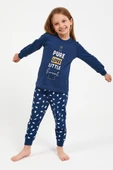 Roly Poly 2995 Pure Love Little Sweet Koyu İndigo Kız Çocuk Uzun Kol Pijama Takım - 1