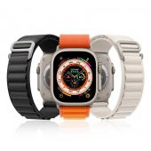 KNY Apple Watch 7 45 MM İçin Kumaş Desenli Naylon Kayış-Kordon KRD-74 Yeşil - 2