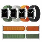 KNY Apple Watch 7 45 MM İçin Kumaş Desenli Naylon Kayış-Kordon KRD-74 Yeşil - 5
